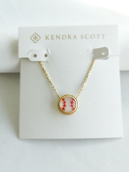 Kendra Scott Jewelry - Kendra Scott Baseball Ivory Mother Pearl Gold Necklace | NEW